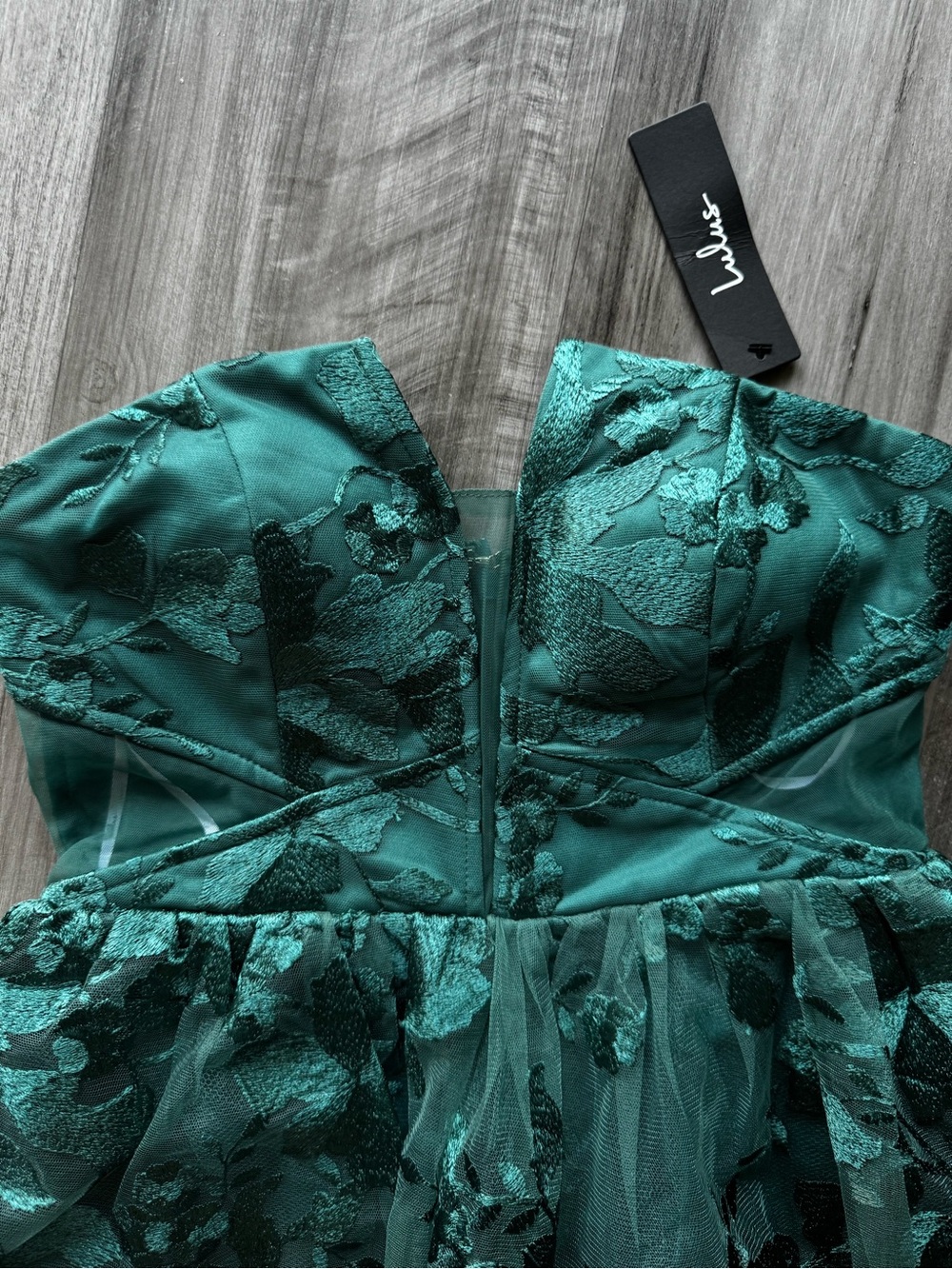 Lulu's Teal Strapless Floral Lace Cocktail Dress